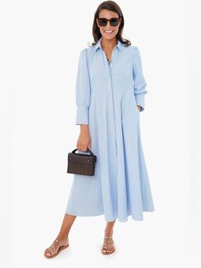 Tuckernuck Pomander Place Blue Pinstripe Lola Maxi Dress SMALL